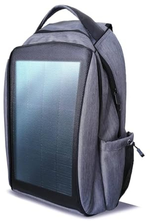 Sunslice | Sac à Dos avec Panneau Solaire pour Ordinateur, Sac Voyage avec cellules solaires Flexibles et puissantes, incassables et Anti-Griffes, idéal pour randonnée ou Camping, Gris