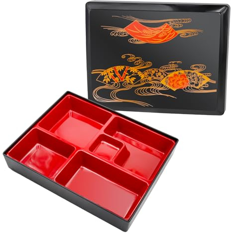 UOIENRT Boîte à bento japonaise avec couvercle, plateau à sushi japonais, boîte à goûter, plateau de service traditionnel