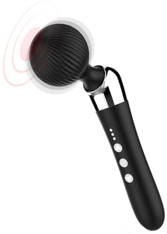 JFRong Silikon Massagestab Leise Vibrator Magic Wand Massager mit 10 Vibrationsmodi für Sie Klitoris Nippel Stimulator Masturbator Massagegerät Erotik Sex spielzeug für Frauen Paare(Schwarz)