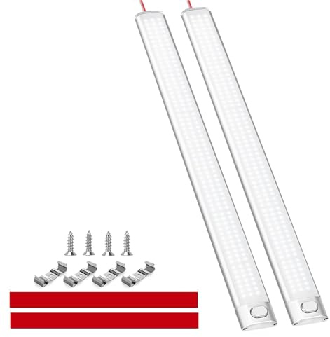 Intckwan 12v Led Lampe Wohnmobil, 168 Leds, 6000K LED Innenlichtleiste, LED Innenbeleuchtung Leiste mit Schalter für Auto Van Bus Caravan Boat Wohnmobil Küche Bad Bar LKW Camper Traktor(2 Stück)