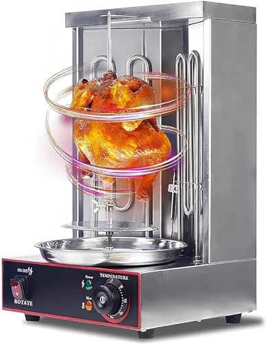 Shawarma - Griglia elettrica per girarrosto verticale, con vaschetta di raccolta dell'olio, griglia da forno in acciaio inossidabile, regolabile a 300 ℃, kebab rotante a 360°
