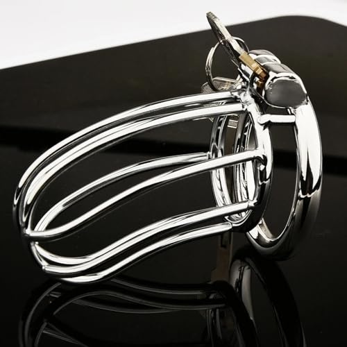 HXLXW atmungsaktiver Peniskäfig Edelstahl Metall Peniskäfig Cock Cage SM Bondage Fetisch Keuschheit Sexspielzeug Mann Bondage Penis Cage Cock Cage Chastity Cage für Männer Sexspielzeug