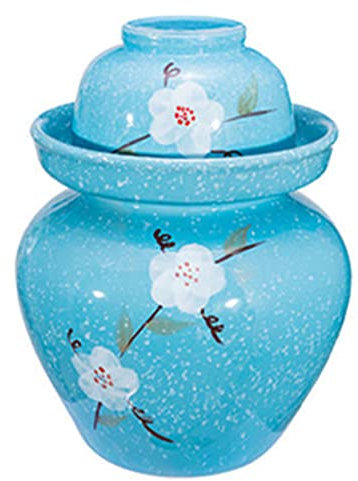 Traditional Water-Sealed Jar,Fermentation Jar,Pickle Jar Ceramic Jar With Lid,flower Traditional Chinese Fermentation Kit Crock With Water Seal Airlock Lid, Fermentation Jar for Kimchi,Sauerkraut(11KG