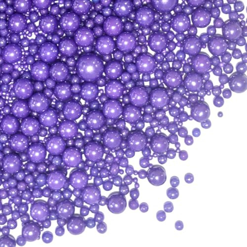 Pearls Sprinkles Mix - Purple Glimmer Mother of Pearl Cake Topper Sprinkles - 120g Edible Shimmer Ball Cupcake - Perfect for Weddings, Christenings & Parties Edible Cake Decorations, Sugar Balls