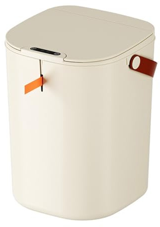 Poubelle 20L, Poubelle de Salle de Bain, Poubelle à Induction Automatique sans de 20 L Poubelle à capteur avec poignée pour Cuisine, Salle de Bain, Salon et Bureau (Crème)