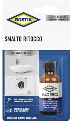 Bostik Smalto Ritocco pasta riparatrice bianca per graffi e scheggiature, resistente ad acqua e alte temperature, 23 g
