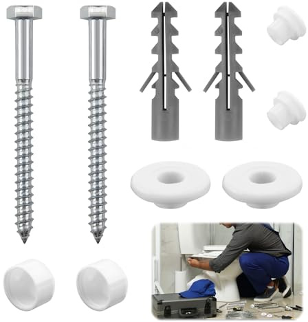 Kit di fissaggio a pavimento per WC, bulloni universali per sedile WC con tubi telescopici in plastica, kit di parti di ricambio per sedile WC, viti di montaggio