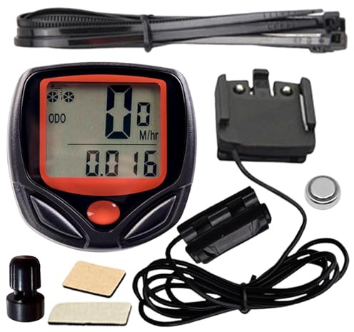 Compteur kilométrique de vélo – Compteur de Vitesse de vélo avec câble étanche et écran LCD | Traqueur de kilométrage de vélo avec données claires et vélo Multifonctionnel Portable