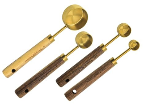 Cabilock Juego De 4 Tazas Y Cucharas Medidoras De Cocina No Altas De Acero Inoxidable