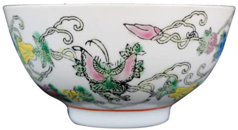 SDGBCXD, Keramikskål, kinesisk antik palatsstil porslinsrisskål, 11,5 cm 4,5 tum handmålad pastellfärgad melonfjäril Hushållskeramikbestick,Jingdezhen porslinsskål