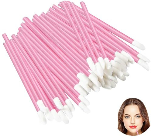 100 Stück Lippenpinsel Für Lippenstift, Lippenpinsel Einweg, Make up Lippenstift Pinsel Für Perfekt Lippen Makeup (Rosa)
