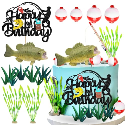 Angeln Cake Topper Fish Geburtstagskuchen Angeln Geburtstag Dekorationen