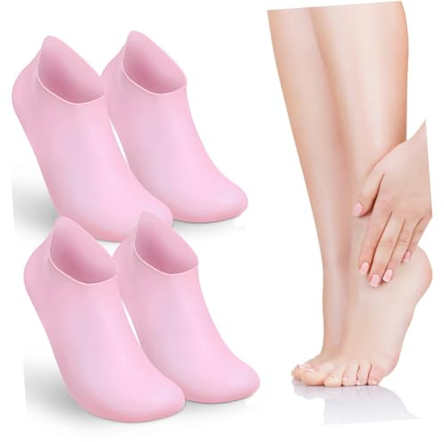 NIYANGLE 2paare Feuchtigkeitssocken aus Silikon für Füße Spa-fußüberzüge Wiederverwendbare Gelsocken mit Rutschfester Sohle für Fußpflege Hohe Flexibilität und Einfache Anwendung