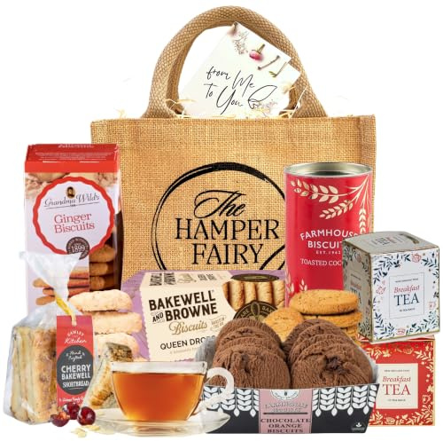 Tea and Biscuits Gift Set Hamper with Biscuit Selection | The Hamper Fairy | Premium Biscuits and Tea Selection. Ideal for Afternoon Tea, Birthdays, New Homes, Thank You Gifts, Family and Friends