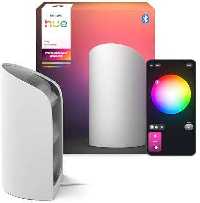 Philips Hue White & Color Ambiance, Wall Washer Play, Pack de 1, Blanc | Lumière d'ambiance pour rétroéclairage TV ou mural, LED RGBW avec technologie ColorCast, Contrôle Vocal & via App, Bluetooth