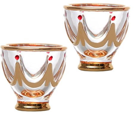 GLEAVI 2piezas Cáliz De Vino Copas Pequeñas Cristal Decorado Vintage Para Copas De Vino y Whisky