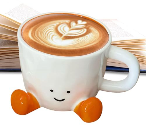 Shouxiut Ceramic Coffee Mug, Tea Cup with Feet, Funny Coffee Tea Mug for Women Men Christmas Birthday Cool Photography Prop Home Decoration