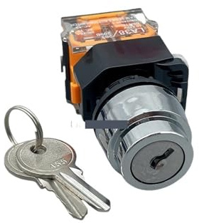 1 stück LA38-11Y/2 LA38-20Y/3 22mm Knopfwahlschalter Drehschloss Schlüsselschalter 2 3 Positionen 1NO1NC 2NO mit 2 Schlüsseln Rastender Druckknopfschalter(Three gear,Reset)