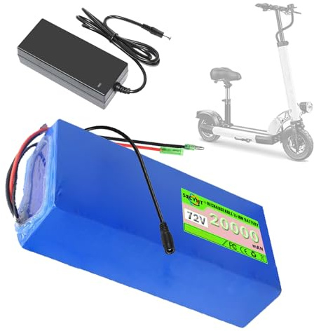 SSCYHT Batería Litio 72 V y 20 Ah Baterías de Iones de Litio 60 V y 15 Ah y 10 Ah Batería Recargables 60 V Baterías Repuesto con Cargador para Kit Motor 500 W a 1500 W,72v20ah Bullet