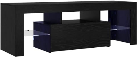 Iiaky Mobile Porta TV 120 cm con LED Mobile TV Soggiorno 120 cm Armadio per TV,Mobile Porta TV in Legno,Gioco e Centro di intrattenimento-Rovere nero-120x35x40 cm