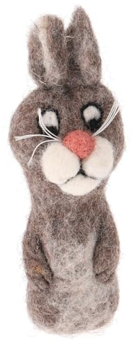 GURU SHOP Handgemachte Fingerpuppe aus Filz - Hase, 9x4x3 cm