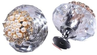 HBJzxlOK Pomos y tiradores de cristal para armarios, tiradores de lujo para cajones de tocador y muebles de cocina.(Noir)