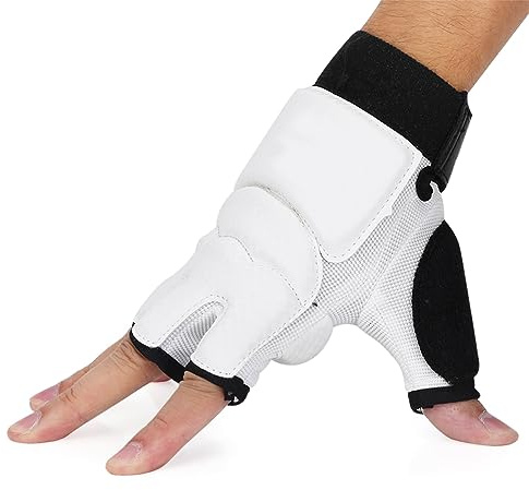 SPYMINNPOO de Combate de Taekwondo, Protectores de Manos y Pies, Duraderos y Ligeros, de Boxeo para Entrenamiento Competición, Adecuados para Adultos/niños, Negro/Blanco XS, S, M, L, XL (L Mano)