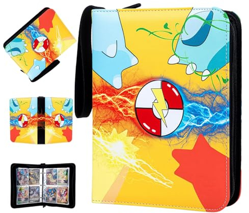 Astrumify Trading Card Binder - 4 Pocket Card Holder Zipper Album with 60 Bonus Removable Sleeves, 480 Capacity Portable Organizer for Gaming Cards and Collectible Cards