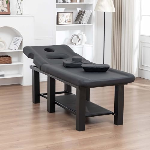 Professional Massage Bed with Detachable Headrest and Adjustable Backrest, Hydrotherapy Physical Therapy Table with Removable Chest Cushions, Suitable for Beauty Centers, Massage Tattoo Parlors,Black