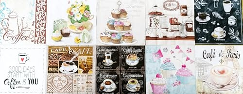 Zita's Creative Servietten Set mit Decoupage-Kleber - Kaffee und Tee