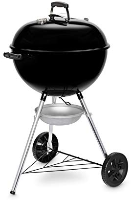 Weber Original Kettle Holzkohlegrill, Ø 57cm Grillfäche, BBQ Grill mit porzellanemaillierten Deckel & Kessel, Deckelthermometer, One-Touch Reinigungssystem - Schwarz (14101004)