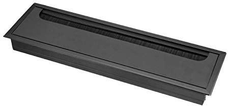 XMHF Aluminum Alloy Rectangle Wire Cable Grommet Hole Cover Cable Organizer for Office Desk Computer Desk Table 11 x 3.15 inch (280 x 80mm;Black)