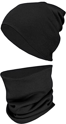 TupTam Mütze und Schal Kinder Set – Weiches Schal Mütze Set Kinder für Herbst und Winter, Farbe: Schwarz, Größe: 52-56