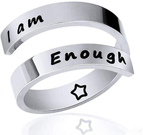 Kucheed Inspirierende Ringe für Frauen Männer, Daumenring aus Edelstahl mit Gravur, Spiralförmiger Wickelring in US-Größe 8-9, Persönlichkeit Fingerring als Geburtstagsgeschenk