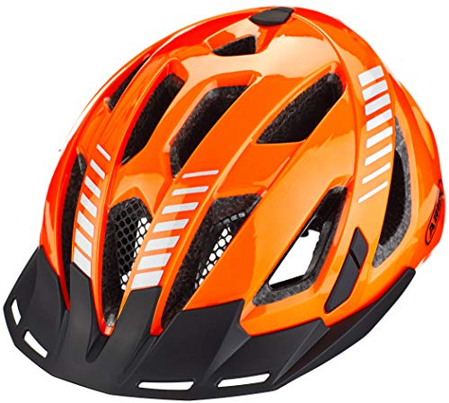 ABUS Stadthelm Urban-I 3.0 - Fahrradhelm mit Rücklicht, Schirm und Magnetverschluss - für Damen und Herren - Orange, Größe M