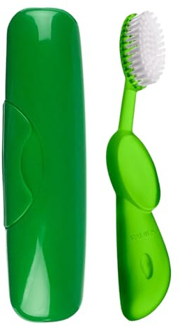 RADIUS Toothbrush Big Brush with Replaceable Brush Head BPA Free ADA Accepted - Right Hand - Soda Pop Brush with Black Case