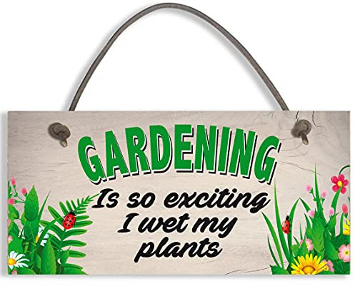 Close to the Bone Garden Sign Plaque So Exciting I Wet My Plants Funny Novelty Gift 190mm x 90mm x 5mm Wooden Wall Mount