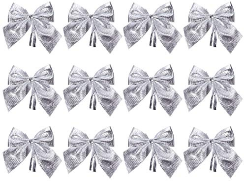ABOOFAN Weihnachten Schleifen Silber Christbaumschmuck Weihnachtskranz DIY Basteln 12 Stücke Weihnachtsschmuck Geschenkboxen Verpackung Weihnachtsdekorationen Zuhause Geschäft