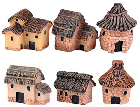 Happyyami 6 Piezas Figurita De Casa En Miniatura Adornos De Natividad Mini Bonsai Adornos Adorno De Micro Paisaje Pequeñas Figuras De Casas De Jardín De Hadas Casa Micropaisaje