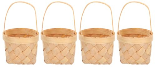 TOPBATHY Mini Wicker Basket With Handle, Small Handmade Basket for Confetti, Sweets, Wedding Favours, Flower Girl Props, Party Table Decor, 3.5 x 2.8 x 2 in