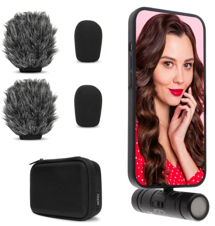 Movo DoubleMic-DI Dual Capsule Microphone for iPhone- Two-Sided Cardioid Condenser Mic for Video Recording- Professional Microphone for iPhone, iPad, iOS- Apple Lightning MFi Certified
