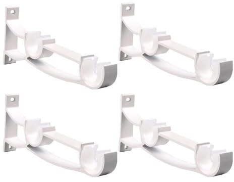 AYGCI 4 Pieza Soportes Dobles para Barra de Cortina, Soporte Poste de Cortina de Aluminio Armario Soporte del Montaje del Techo para Barra de Cortina de Ducha de Armario