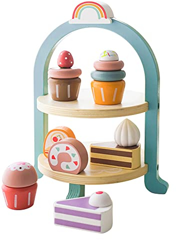 Kinder Tee Set mit Teekannen Teeservice Kinder aus Holz, Küchenzubehör Kinder Lebensmittel Spielzeug Teeservice Set Kinder Rollenspiele Lernspielzeug Geschenke für Kinder Jungen Mädchen 3 4 5 Jahre