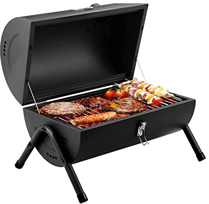 Barbacoa de CarbóN PortáTil PequeñA Parrilla CilíNdrica para Cocinar al Aire Libre Camping, Picnic, JardíN, Viajes Barbacoa de CarbóN Apta para 2-4 Personas Negro 38 * 38 * 25 cm