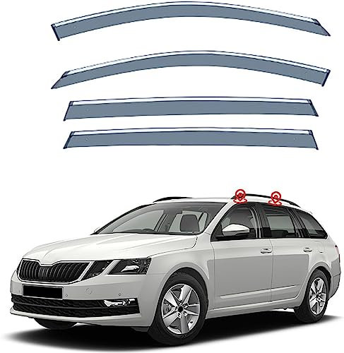 MEOMO 4 Stück Auto Autofenster Windabweiser für Skoda Octavia Hatchback 5E 2018-2020 2021 2022 2023, Seitenscheiben Regenabweiser Schatten Deflektoren Auto Zubehör