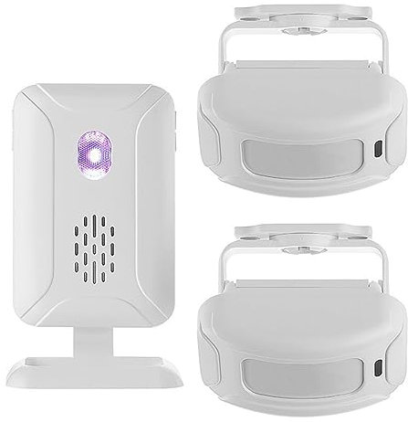 Meichoon Allarme con sensore di movimento, rilevatore wireless, sistema di allarme di sicurezza domestica, campanello per porta d'ingresso, per interni ed interni, cassetta postale con 2 sensori e 1