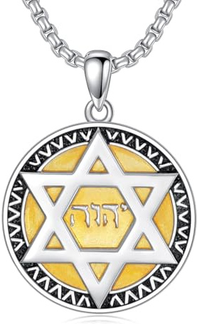 Lattd Star of David Pendant Necklace 925 Sterling Silver Jewish Jewelry Gift for Men Women (01-Star of David & Yahweh 01)