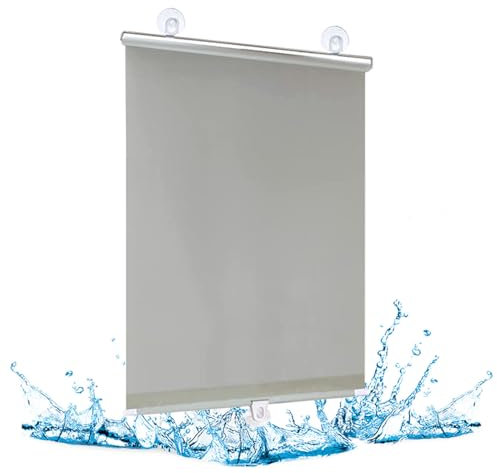 Tenda a Rullo Con Ventosa Oscurante,Tenda per Finestra Termica Portatile,30-75cm Tende a Rullo a Ventosa Ritrattabili,Schermo per La Privacy,Per Il Balcone,Camera Da Letto,Grey-35x125cm/13.8x49.2in