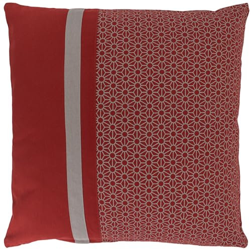 Alphadeco Sofakissen Lara Blume inkl. Füllung - Bezug: 100% Baumwolle - Mordernes Patchwork Design - viele Größen (Rot/Salsa, 50x50cm)