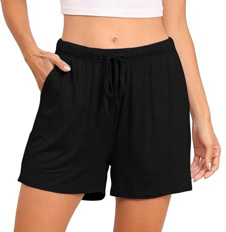 Lovasy Pantalon Corto Mujer Modal Pantalones de Verano Mujer Ligero con Bolsillos y Cordón